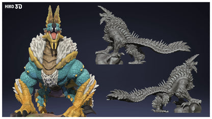 Thunder Kitty Zinogre Monster Hunter Diorama - Collectible 3d printed statue for your office or home - DIY or Painted - Perfect for Home Decor (Copy)