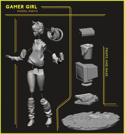 Gamer Girl 3D Print Model