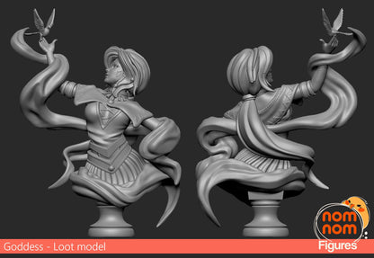 Goddess Two Statues of Woman with Hair 3D Print Model