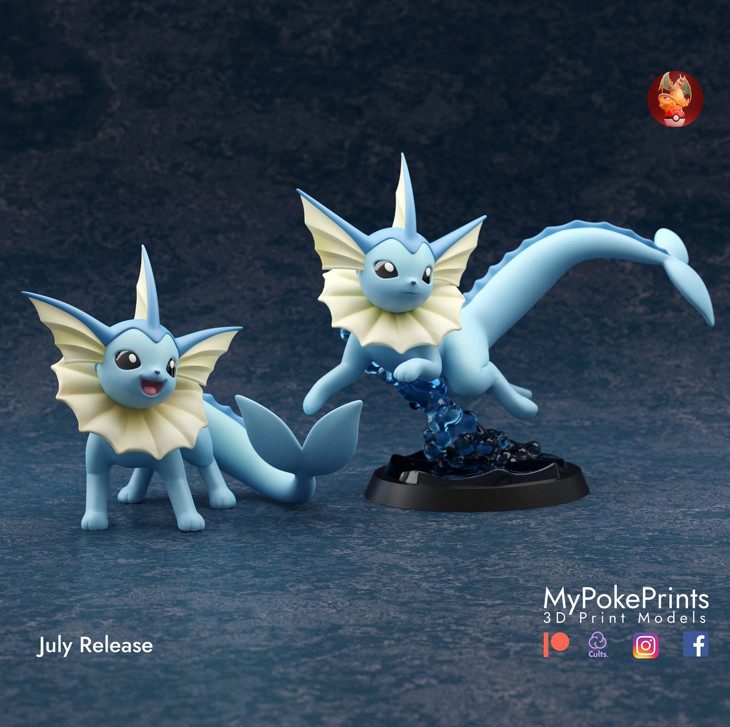 Vaporeon - Eevee  - Pokemon - Siraya Tech Fast-Abs Grey Resin .04mm layer height - Painted and Custom Gift Versions Available!