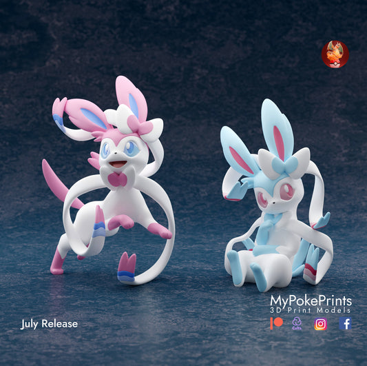 Sylveon - Eevee - Eeevelutions - Pokemon - Siraya Tech Fast-Abs Grey Resin .04mm layer height - Painted and Custom Gift Versions Available!