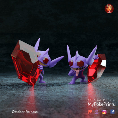 Mega Sableye - Pokemon Catch them all! - Siraya Tech Fast-Abs Grey Resin .04mm layer height - Painted and Custom Gift Versions Available!