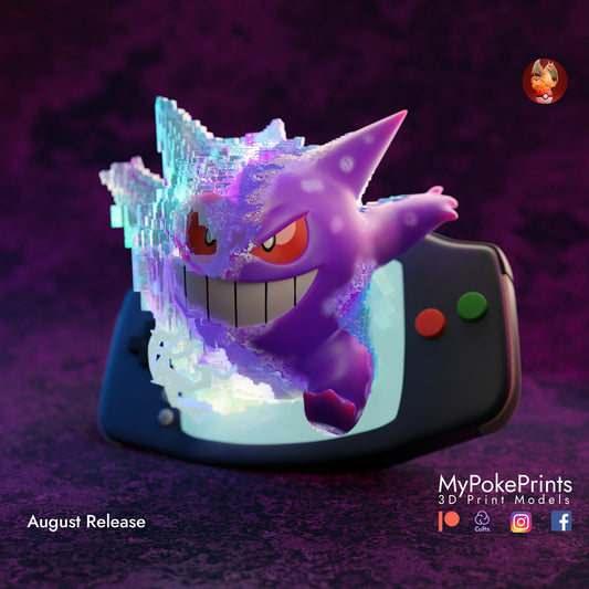 Gameboy Gengar Ghost  - Pokemon Unite Collectibles -Pokeball - Pokedex - 04mm layer height - Painted and Custom Gift Versions Available!