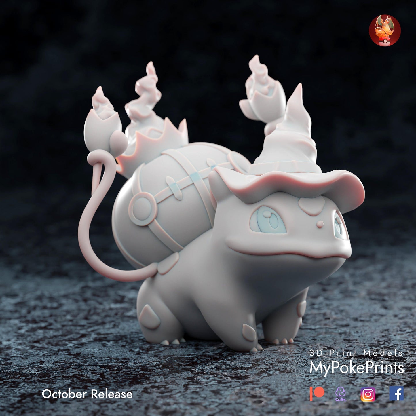 Halloween Bulbasaur Cosplay as Witch - Pokemon Unite Collectibles -Pokeball - Pokedex -  - Painted and Custom Gift Versions Available!