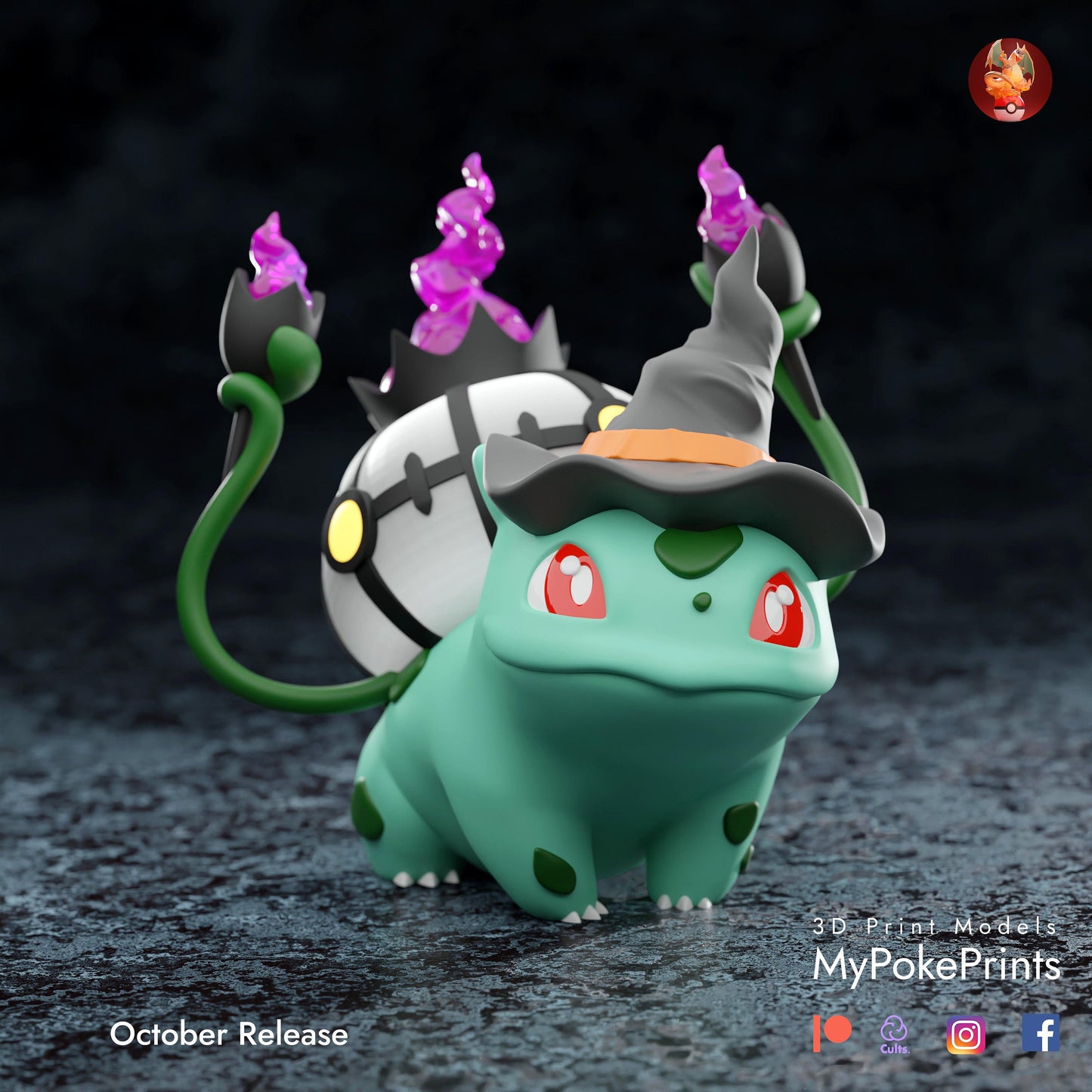 Halloween Bulbasaur Cosplay as Witch - Pokemon Unite Collectibles -Pokeball - Pokedex -  - Painted and Custom Gift Versions Available!