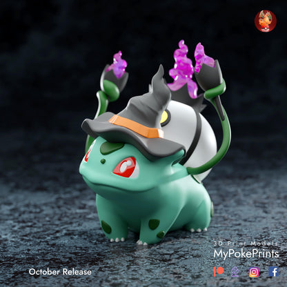 Halloween Bulbasaur Cosplay as Witch - Pokemon Unite Collectibles -Pokeball - Pokedex -  - Painted and Custom Gift Versions Available!