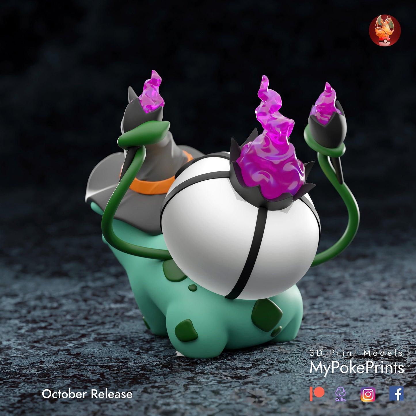 Halloween Bulbasaur Cosplay as Witch - Pokemon Unite Collectibles -Pokeball - Pokedex -  - Painted and Custom Gift Versions Available!