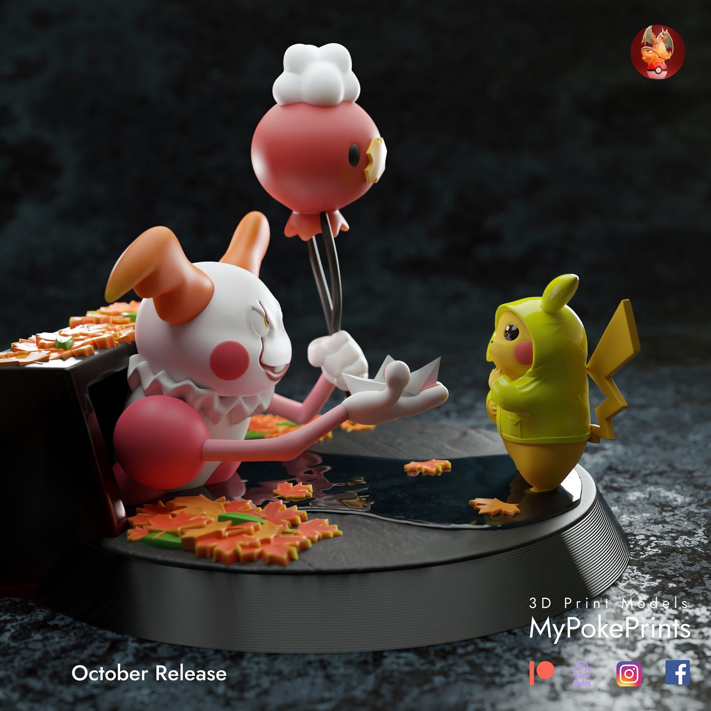 Mr Mime Pennywise IT Georgie Diorama - Pokemon Cosplay Halloween -  Pocket Monster Ghost - Custom Gift and Painted Versions Available!