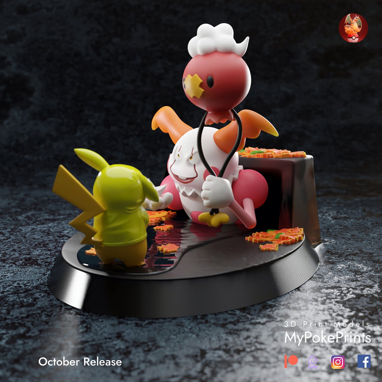 Mr Mime Pennywise IT Georgie Diorama - Pokemon Cosplay Halloween -  Pocket Monster Ghost - Custom Gift and Painted Versions Available!