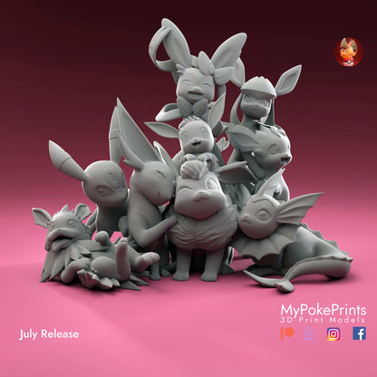 Eeveelution Statue! Collectible Home Decor Figurine Pokemon Pocket Monsters - Painted and Custom Gift Versions Available!