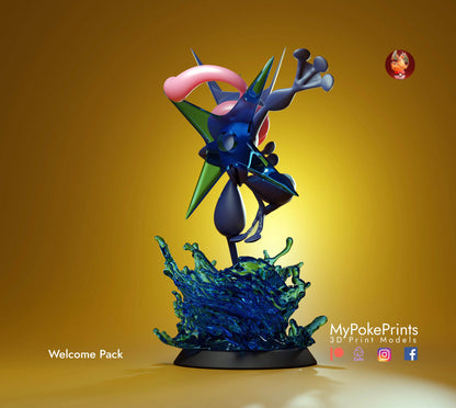 Greninja Water Base Statue Figurine Collectible  -Pokemon Pocket monster- Pokedex - Painted and Custom Gift Versions Available!