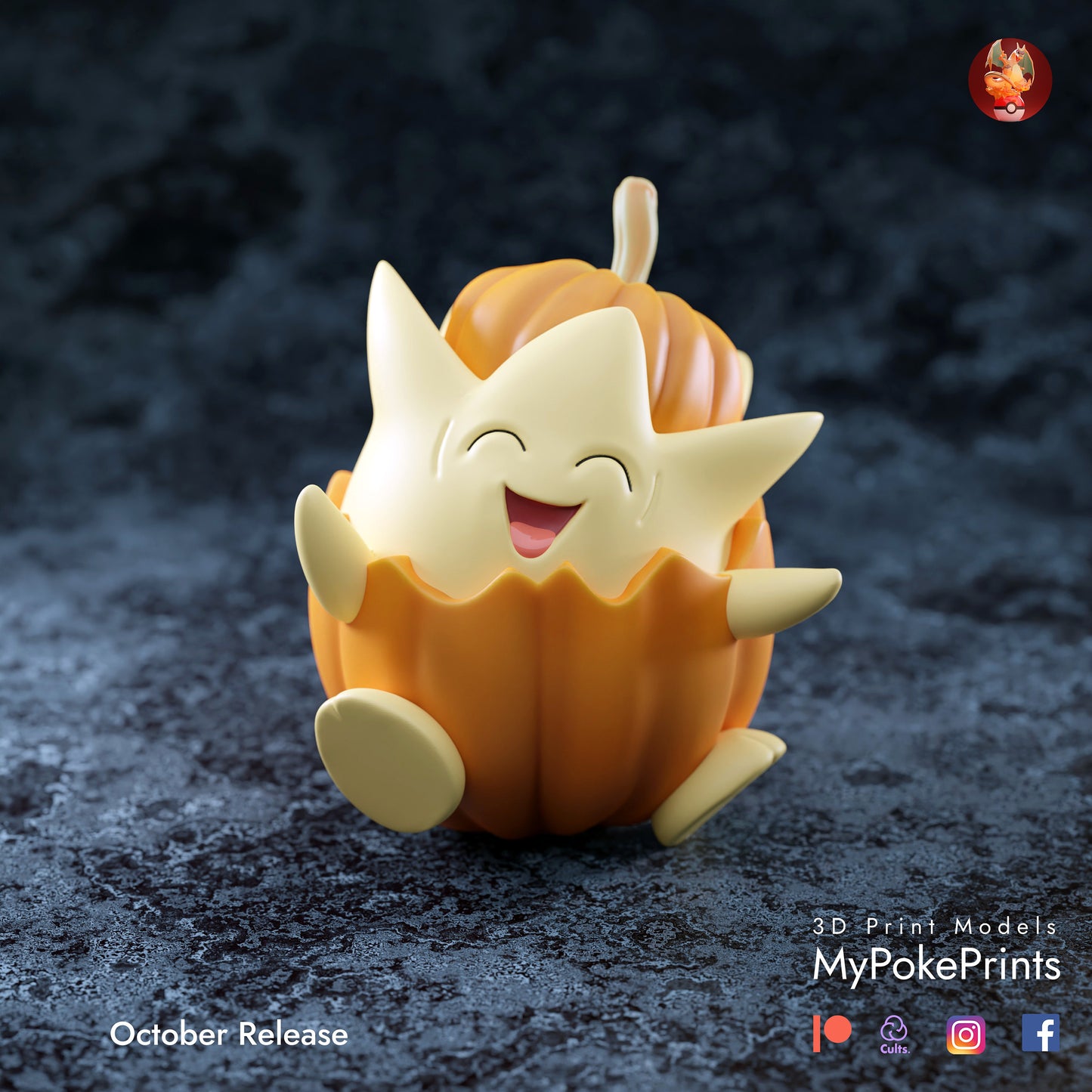 Pumpkin Togepi - Pokemon Cosplay Hallowen - Spookctacular Gift Idea -  0.04mm layer height. Custom Gift and Painted Versions Available!