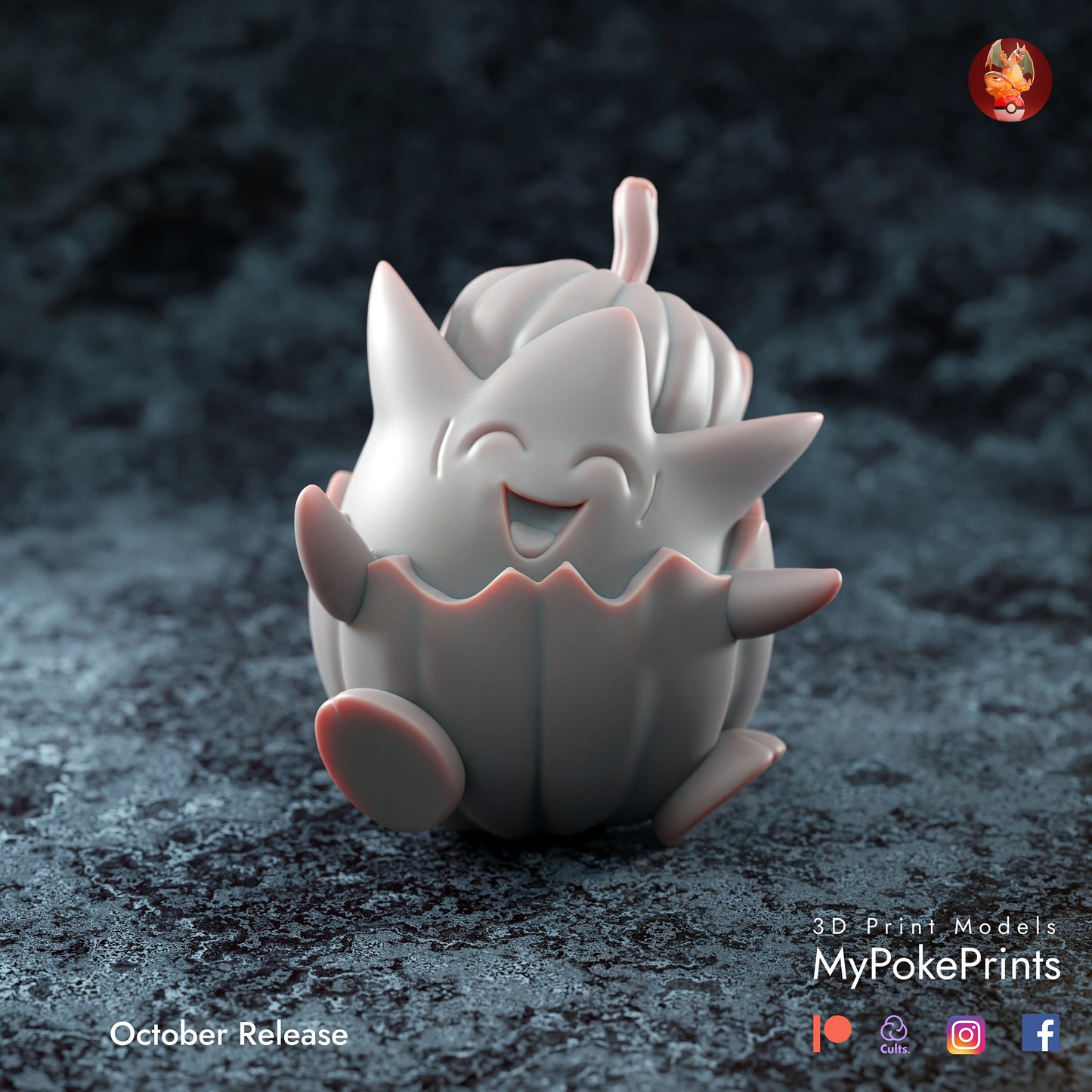 Pumpkin Togepi - Pokemon Cosplay Hallowen - Spookctacular Gift Idea -  0.04mm layer height. Custom Gift and Painted Versions Available!