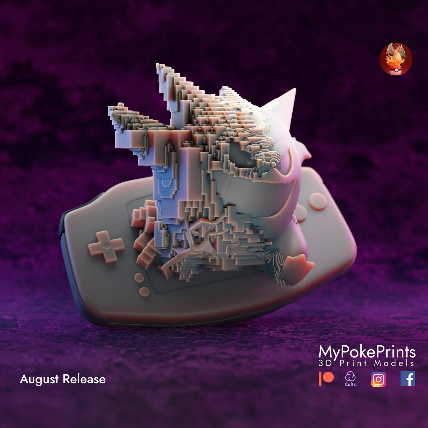 Gameboy Gengar Ghost  - Pokemon Unite Collectibles -Pokeball - Pokedex - 04mm layer height - Painted and Custom Gift Versions Available!