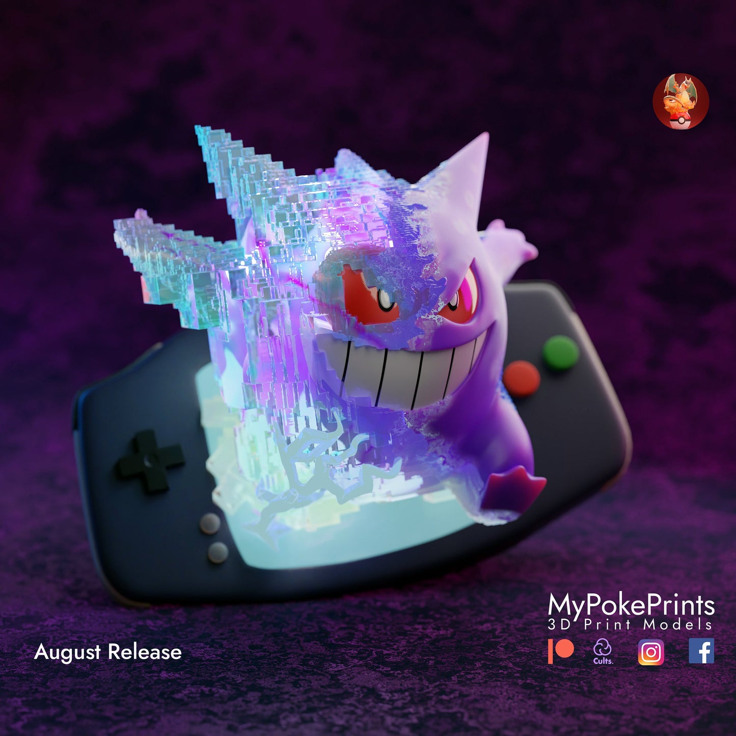 Gameboy Gengar Ghost  - Pokemon Unite Collectibles -Pokeball - Pokedex - 04mm layer height - Painted and Custom Gift Versions Available!