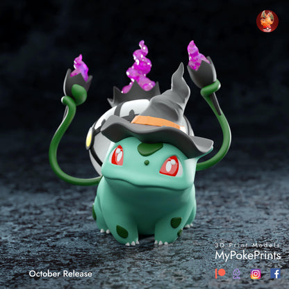 Halloween Bulbasaur Cosplay as Witch - Pokemon Unite Collectibles -Pokeball - Pokedex -  - Painted and Custom Gift Versions Available!