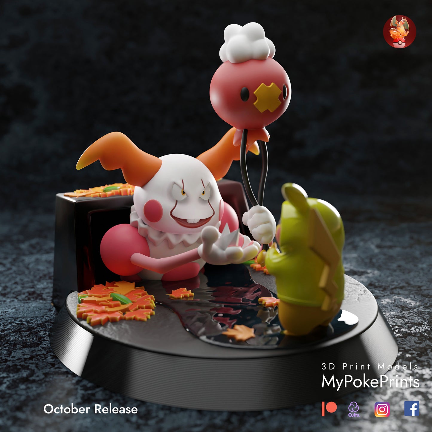 Mr Mime Pennywise IT Georgie Diorama - Pokemon Cosplay Halloween -  Pocket Monster Ghost - Custom Gift and Painted Versions Available!