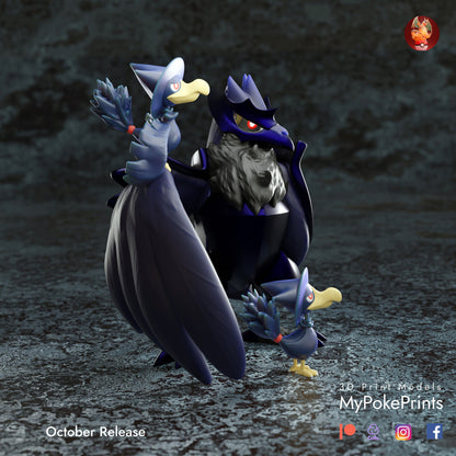 Murkrow Corviknight Pokemon Statue Colletible for Desk Home Decor - Spooky Gift Ideas for Halloween - Painted and Custom Gift available!!