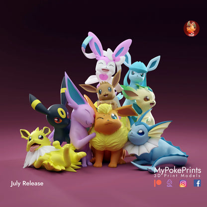 Eeveelution Statue! Collectible Home Decor Figurine Pokemon Pocket Monsters - Painted and Custom Gift Versions Available!