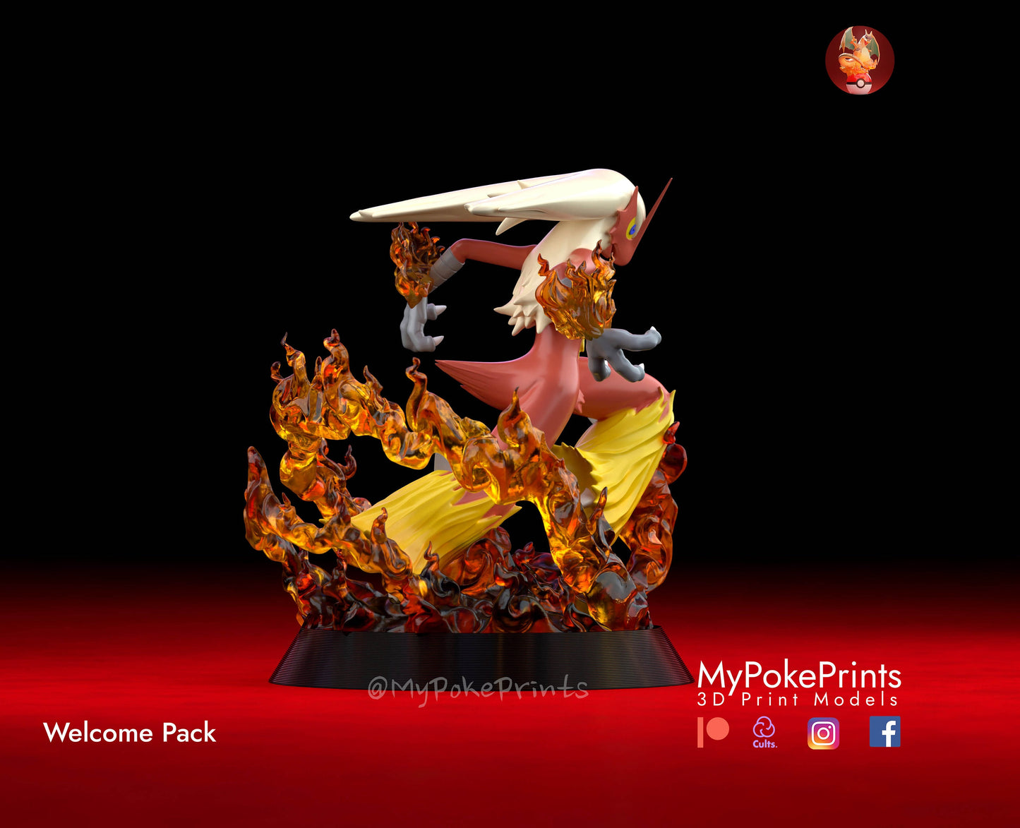 Blaziken Pokemon Sculpture Collectible Home Decor Desktop Collection -Pokedex Painted and Custom Gift Versions Available!