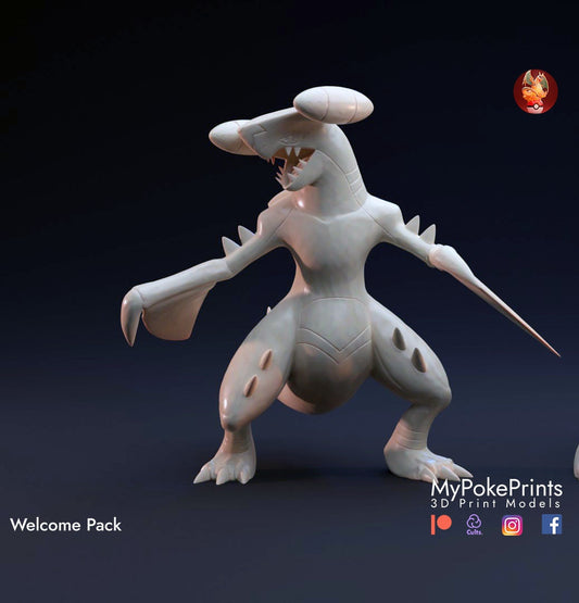 Garchomp Pocket monster Statue Collectible  -Pokemon - Pokedex - 04mm layer height - Painted and Custom Gift Versions Available!