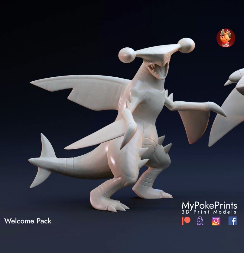 Garchomp Pocket monster Statue Collectible  -Pokemon - Pokedex - 04mm layer height - Painted and Custom Gift Versions Available!