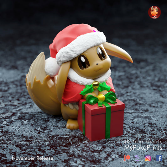 Eevee Cosplaying for Christmas - Christmas Décor for your home or desk - Pokemon Catch them all - 3d Resin Print - Painted or Custom Gift~!