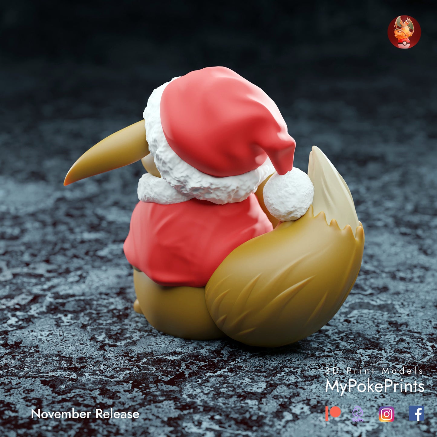 Eevee Cosplaying for Christmas - Christmas Décor for your home or desk - Pokemon Catch them all - 3d Resin Print - Painted or Custom Gift~!