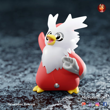 Delibird Cosplaying for Christmas - Décor for your home or desk - Pokemon Catch them all - 3d Resin Print - Painted or Custom Gift~!