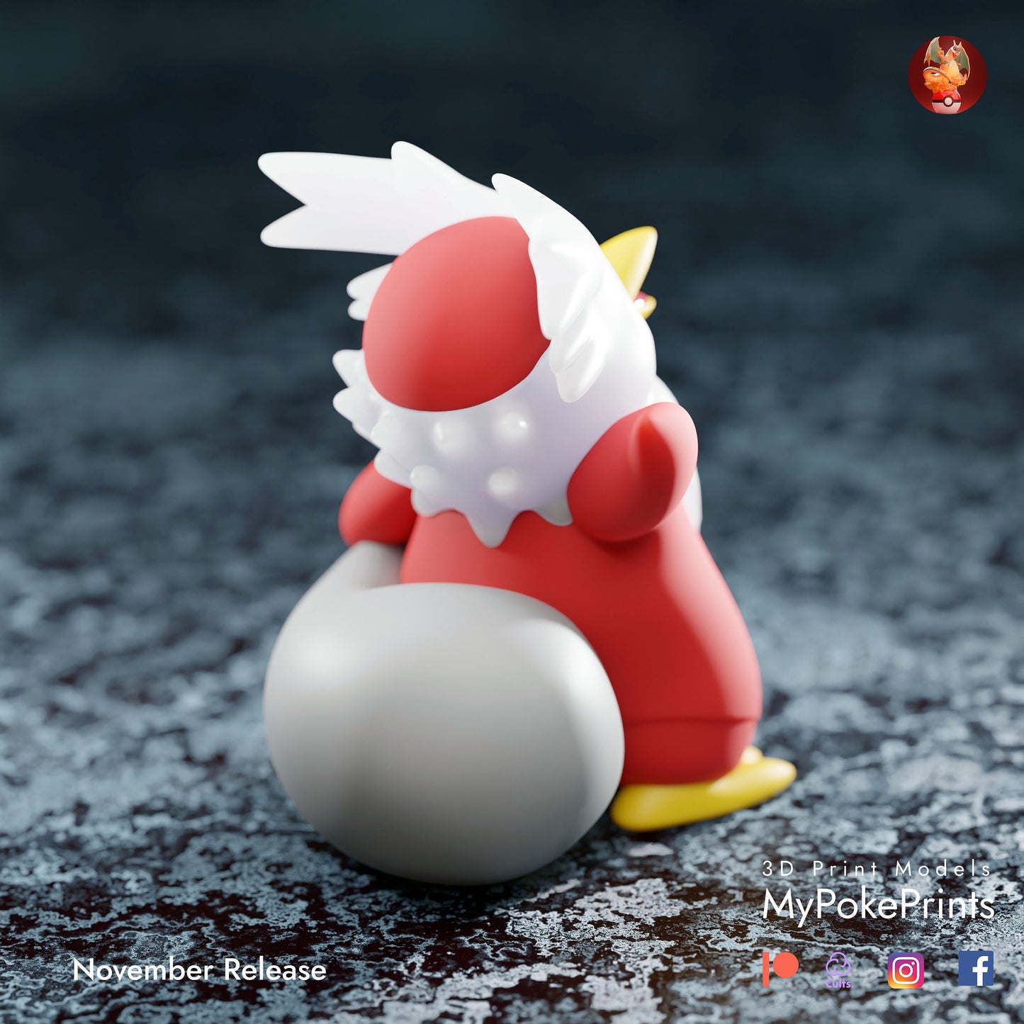 Delibird Cosplaying for Christmas - Décor for your home or desk - Pokemon Catch them all - 3d Resin Print - Painted or Custom Gift~!