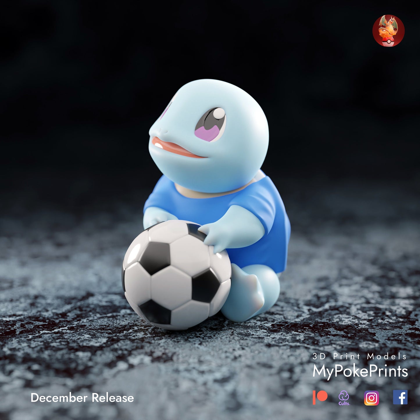 Squirtle World Cup Ornament Pokemon Statue  - Décor for your home or desk - Pokemon Catch them all 3d Resin Print - Painted or Custom Gift~!