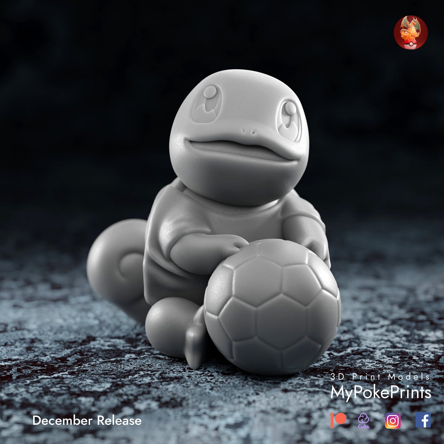 Squirtle World Cup Ornament Pokemon Statue  - Décor for your home or desk - Pokemon Catch them all 3d Resin Print - Painted or Custom Gift~!