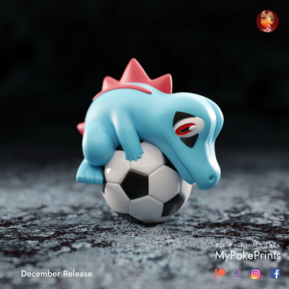 Totodile World Cup Ornament Pokemon Statue  - Décor for your home or desk - Pokemon Catch them all 3d Resin Print - Painted or Custom Gift~!