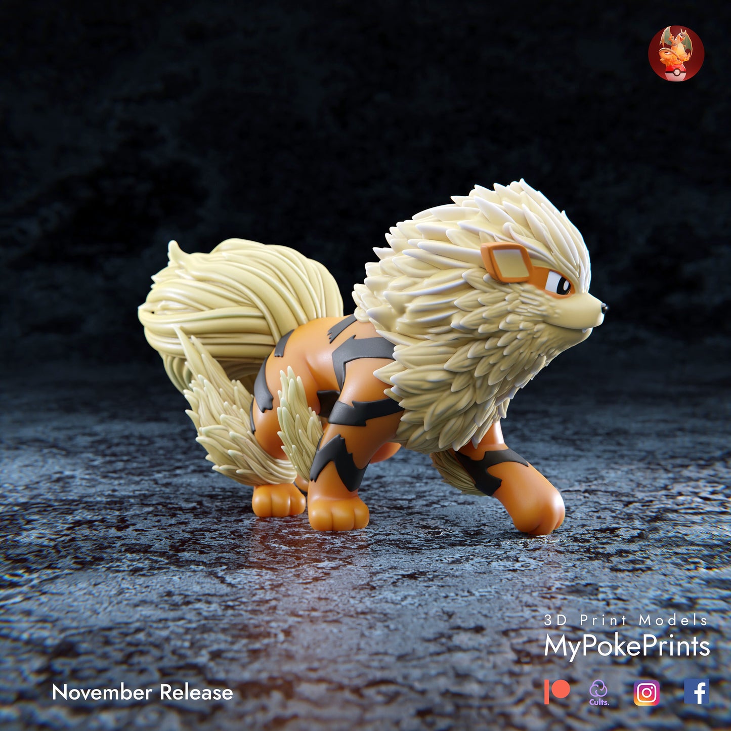 Arcanine Collectible Pokemon Statue - Décor for your home or desk - Pokemon Catch them all - 3d Resin Print - Painted or Custom Gift~!