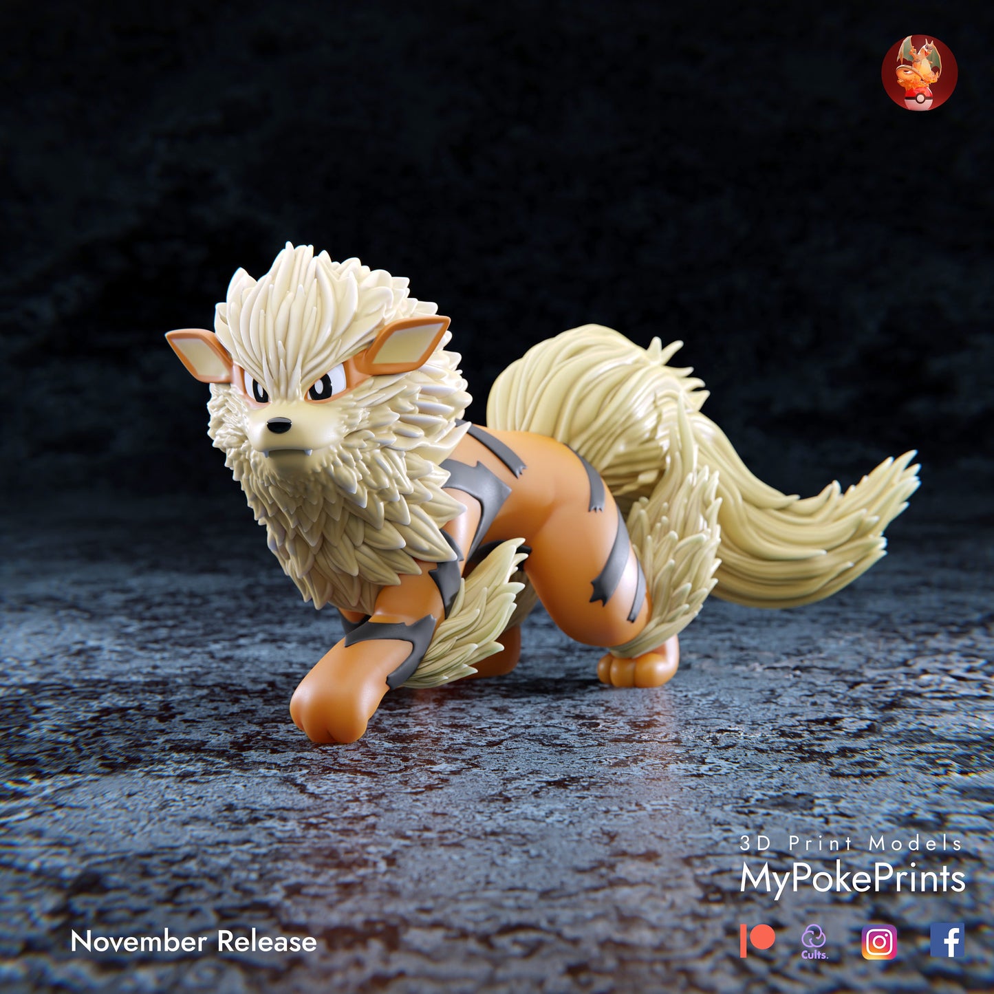 Arcanine Collectible Pokemon Statue - Décor for your home or desk - Pokemon Catch them all - 3d Resin Print - Painted or Custom Gift~!