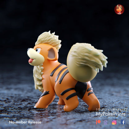 Growlithe and Arcanine Collectible Pokemon Statue - Décor for home or desk - Catch them all 3d Resin Print - Painted or Custom Gift~!