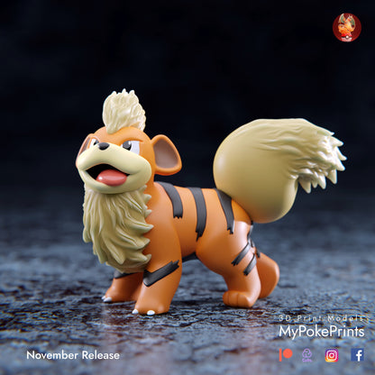 Growlithe and Arcanine Collectible Pokemon Statue - Décor for home or desk - Catch them all 3d Resin Print - Painted or Custom Gift~!