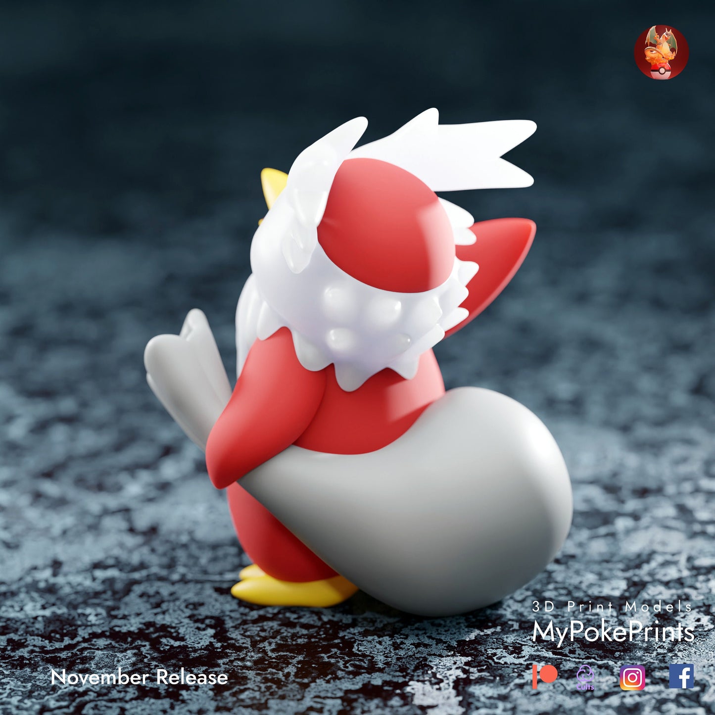 Delibird Cosplaying for Christmas - Décor for your home or desk - Pokemon Catch them all - 3d Resin Print - Painted or Custom Gift~!