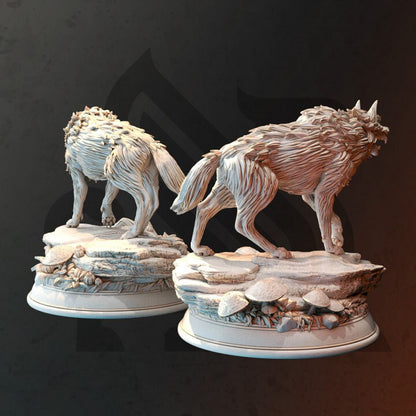 Northern Direwolves Duo Pack  - Dm Stash - Décor sculpture for your home or desk  - 3d Resin Print - Painted or Custom Gift~!