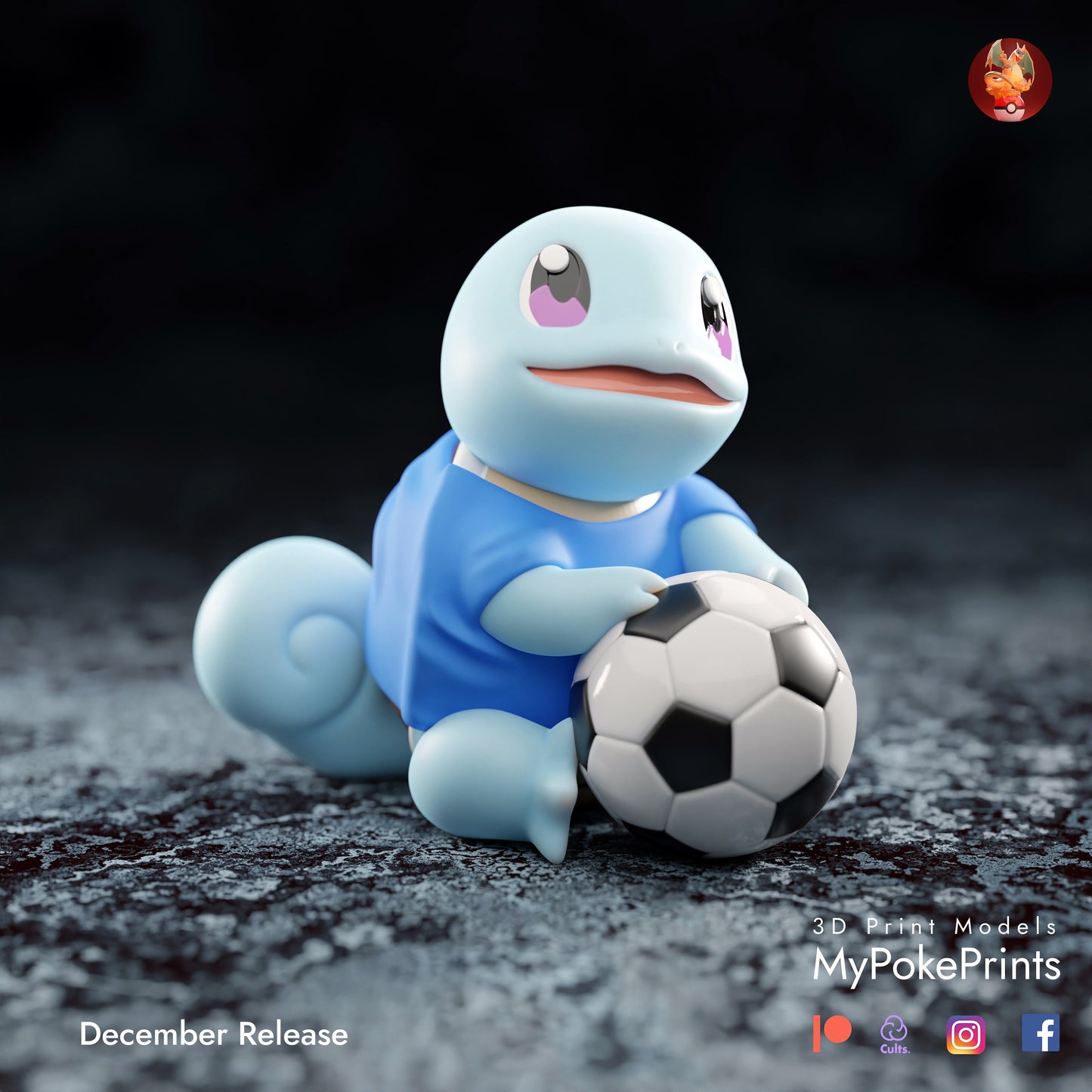 Squirtle World Cup Ornament Pokemon Statue  - Décor for your home or desk - Pokemon Catch them all 3d Resin Print - Painted or Custom Gift~!