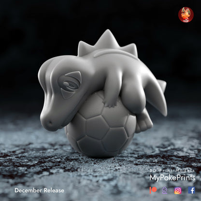 Totodile World Cup Ornament Pokemon Statue  - Décor for your home or desk - Pokemon Catch them all 3d Resin Print - Painted or Custom Gift~!