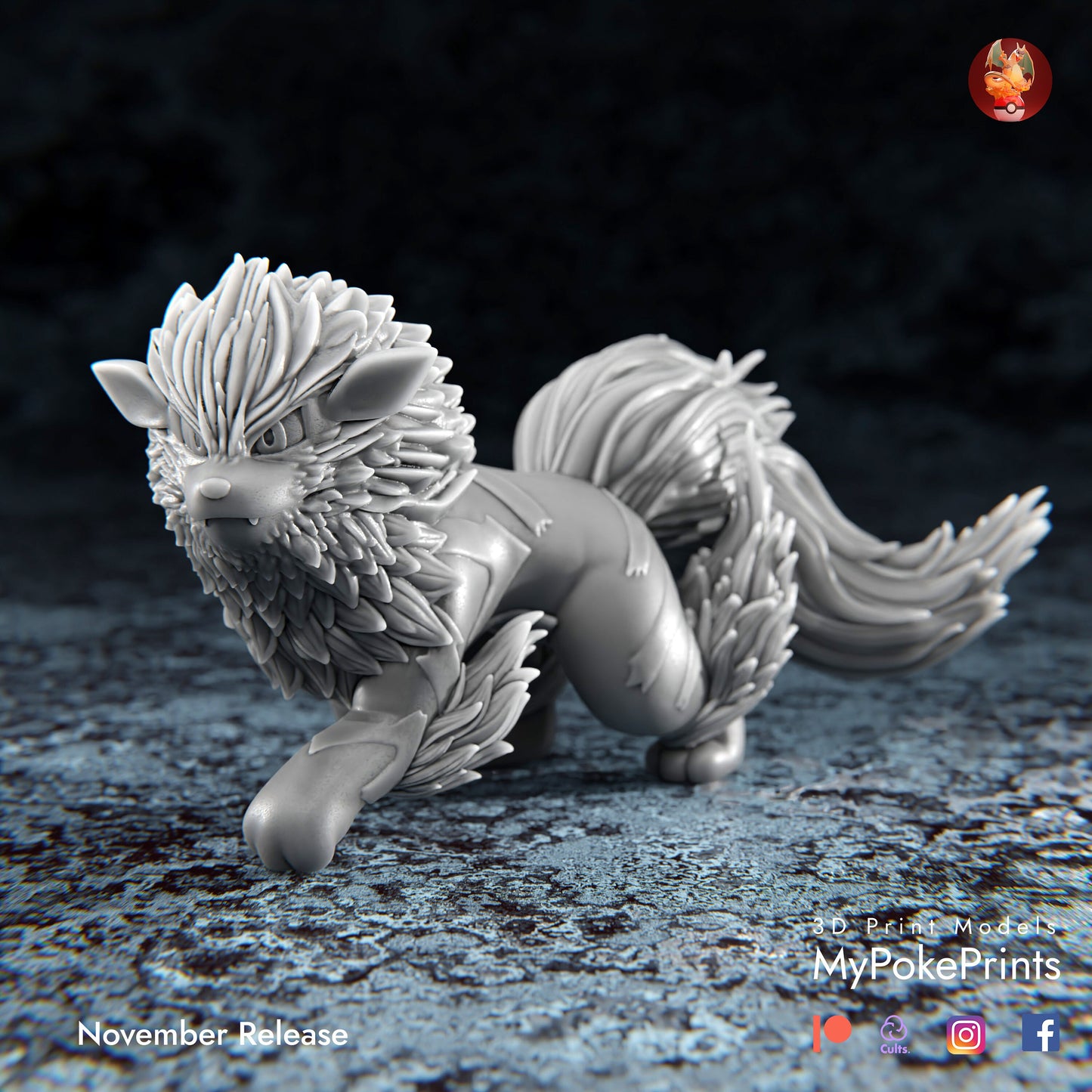 Arcanine Collectible Pokemon Statue - Décor for your home or desk - Pokemon Catch them all - 3d Resin Print - Painted or Custom Gift~!