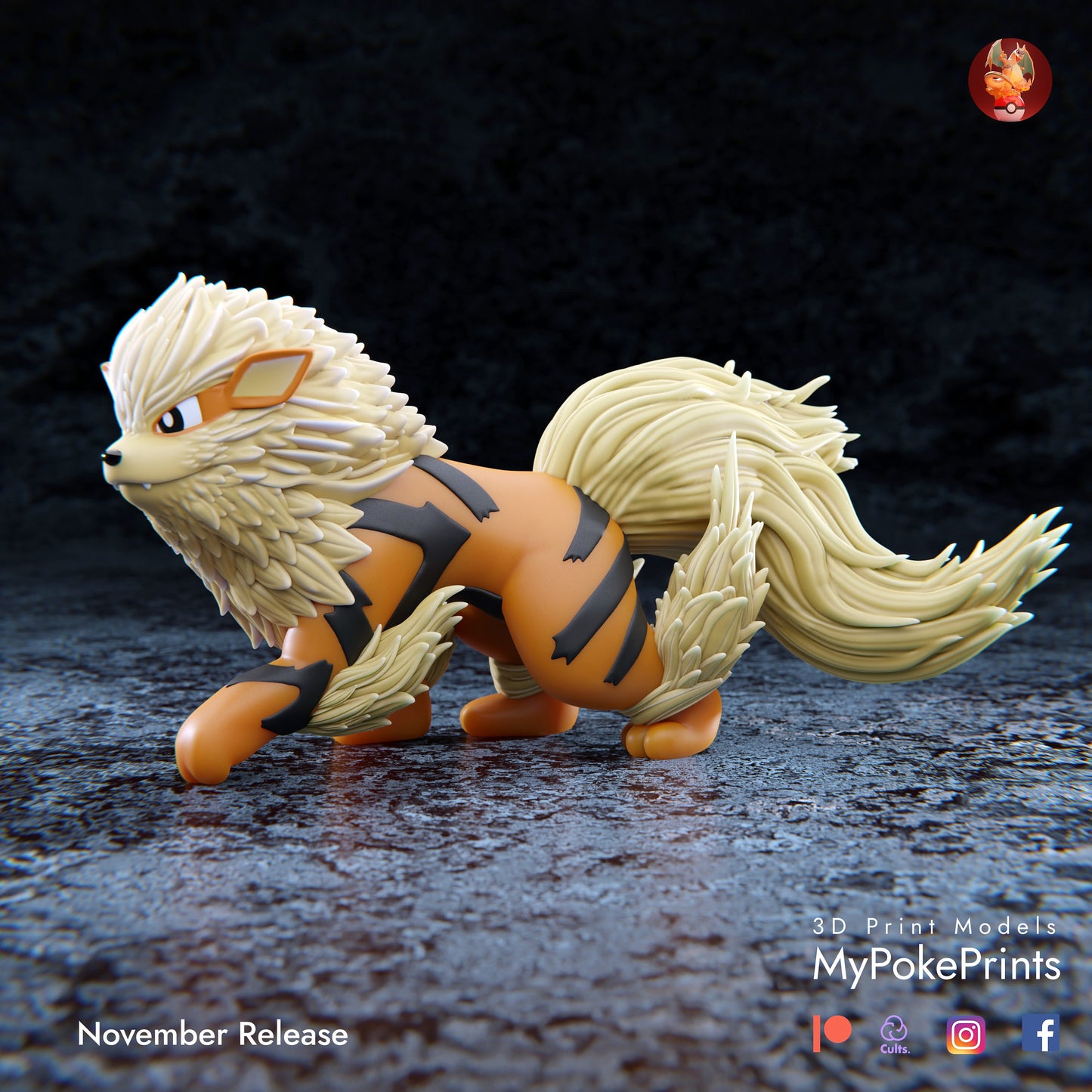 Arcanine Collectible Pokemon Statue - Décor for your home or desk - Pokemon Catch them all - 3d Resin Print - Painted or Custom Gift~!