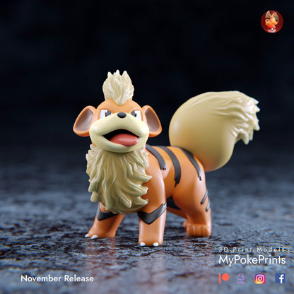 Growlithe and Arcanine Collectible Pokemon Statue - Décor for home or desk - Catch them all 3d Resin Print - Painted or Custom Gift~!