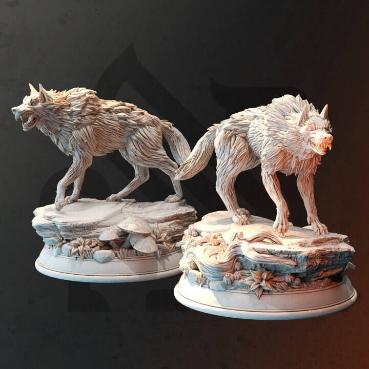 Northern Direwolves Duo Pack  - Dm Stash - Décor sculpture for your home or desk  - 3d Resin Print - Painted or Custom Gift~!