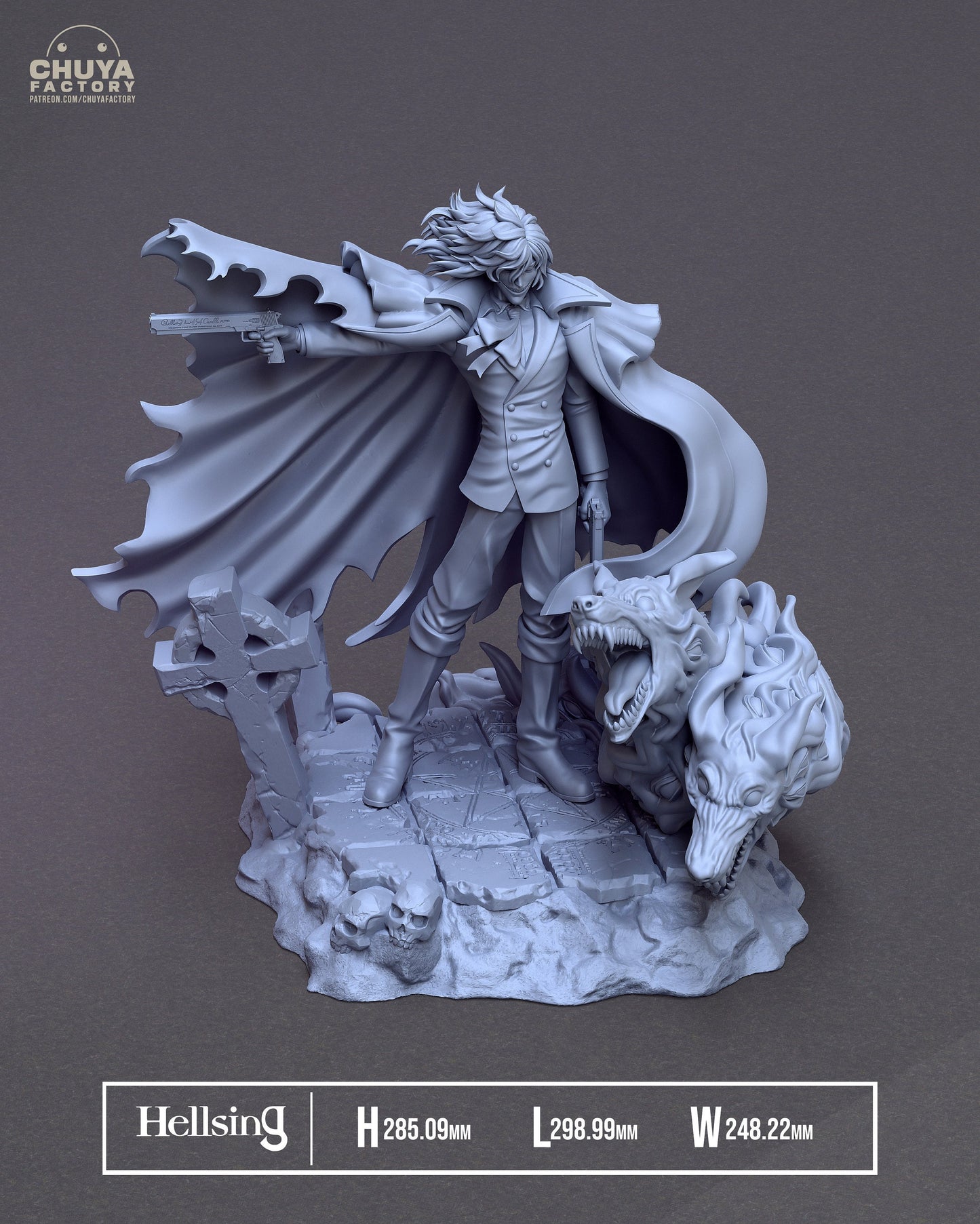 Alucard or Count Dracula  from Hellsing  - Collectible 3d printed statues -  Home Decor - Custom Gift and Painted Versions Available!