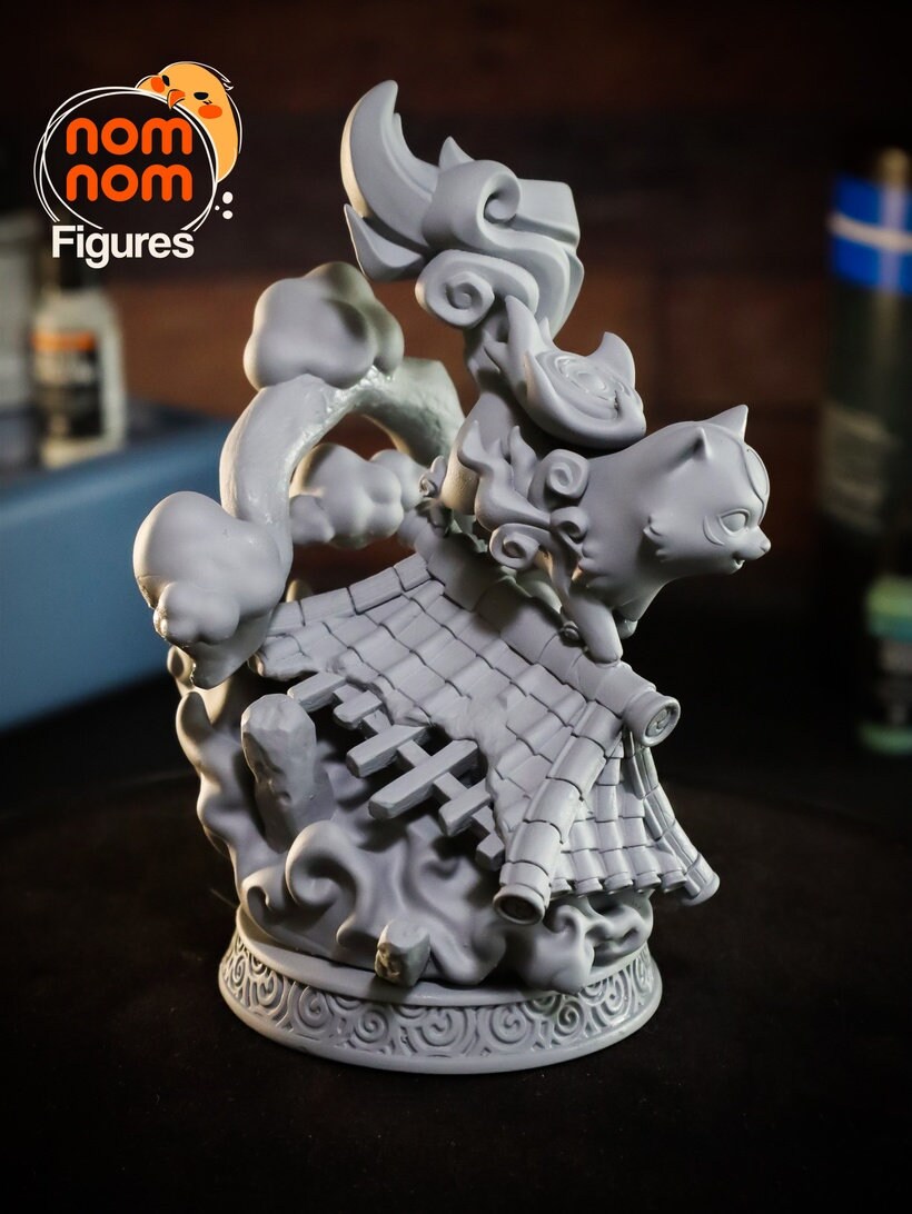 Chibi Amaterasu Diorama from Okami -Home Decor Statues - Collectible 3d printed statues - Custom Gift and Painted Versions Available!