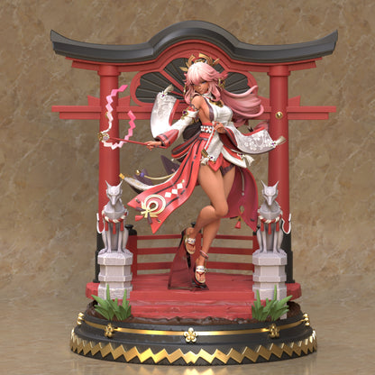 Kitsune Yae Miko from Genshin Impact - Collectible 3d printed statue - Perfect for Home Decor - Custom Gift and Painted Versions Available!