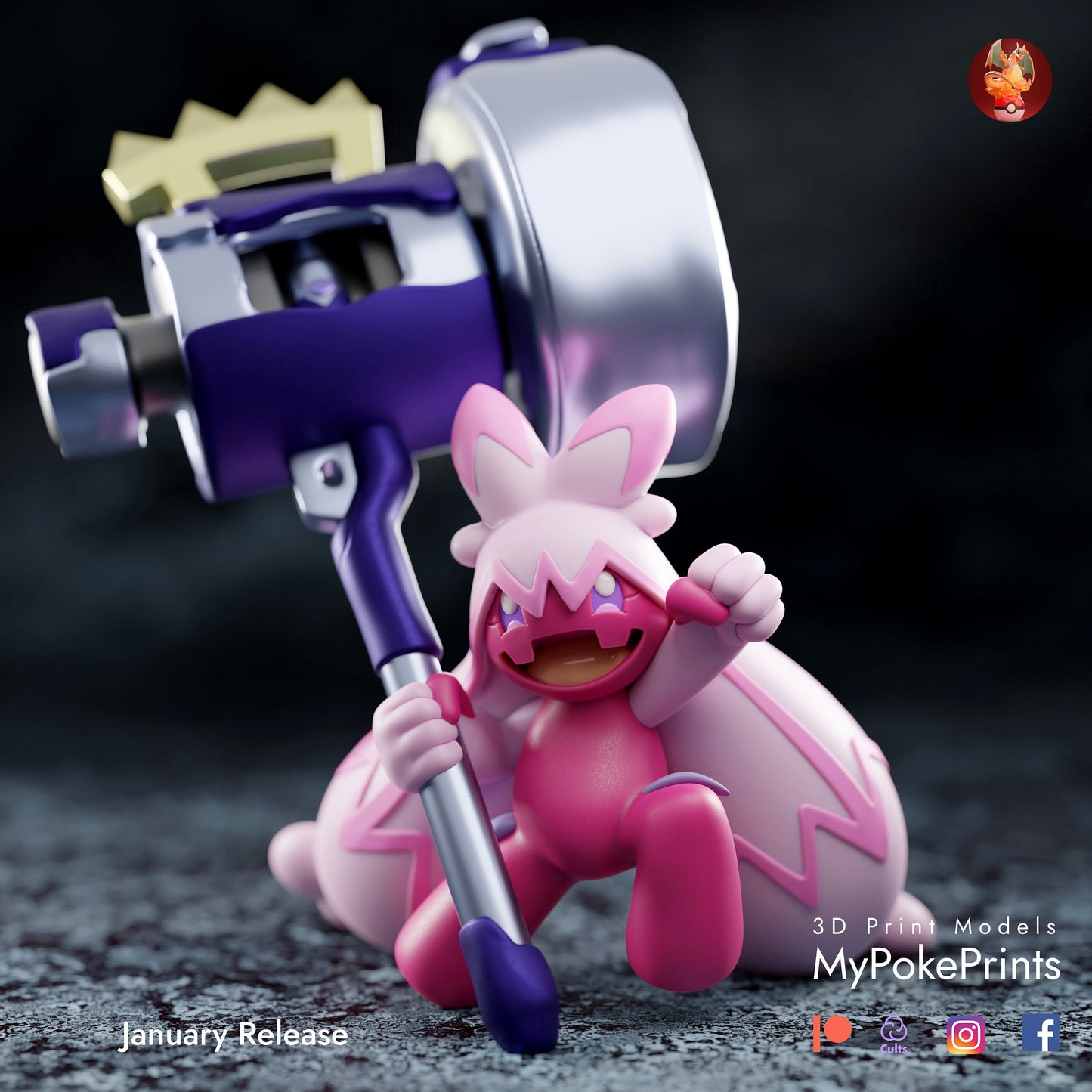 Tinkaton Hammer Pokemon Go statue  - Collectible 3d printed statues Home Decor - Custom Gift and Painted Versions Available!