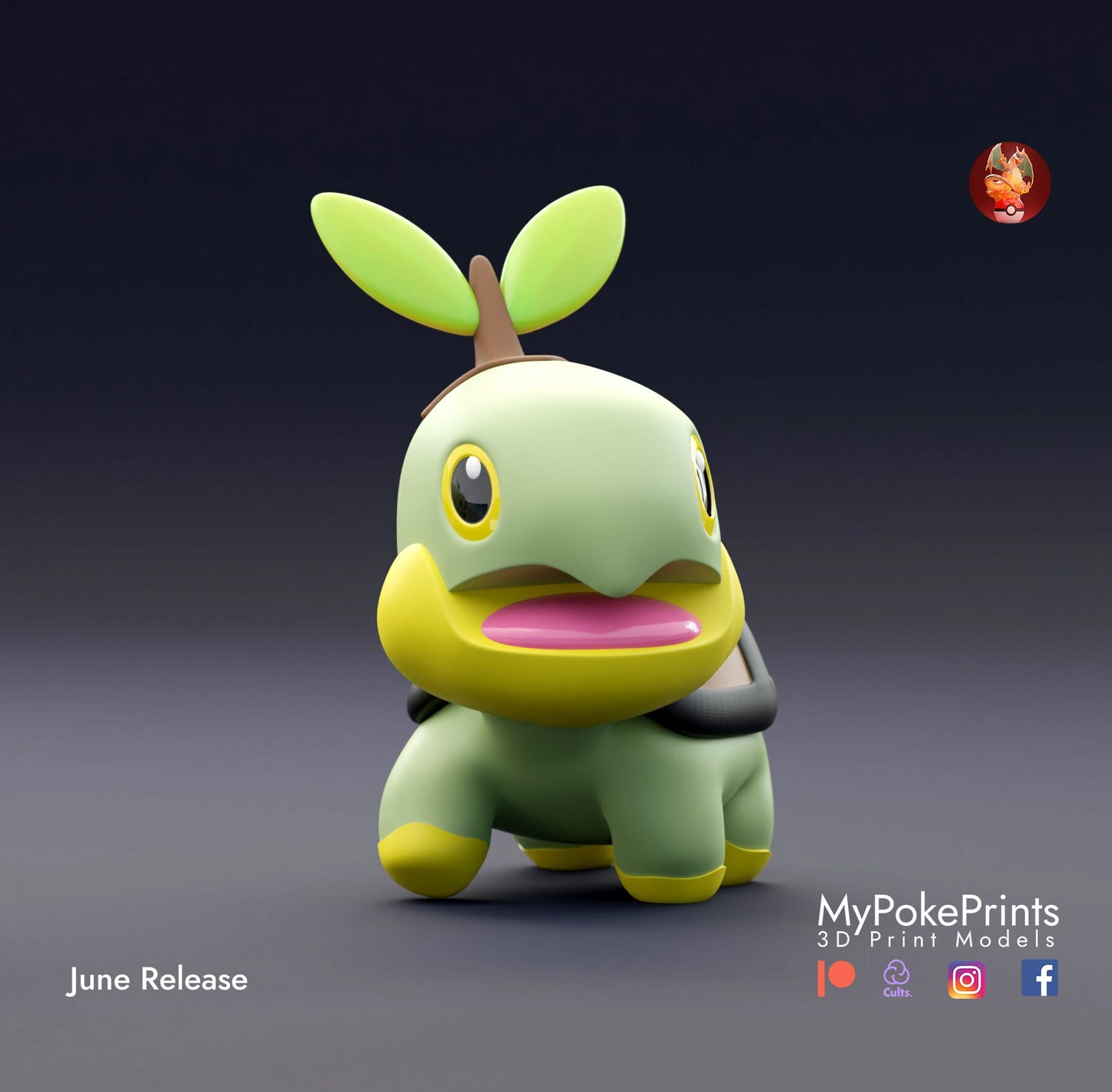 Turtwig on a planter Pokemon Statue  - Collectible 3d printed statues Home Decor - Custom Gift and Painted Versions Available!